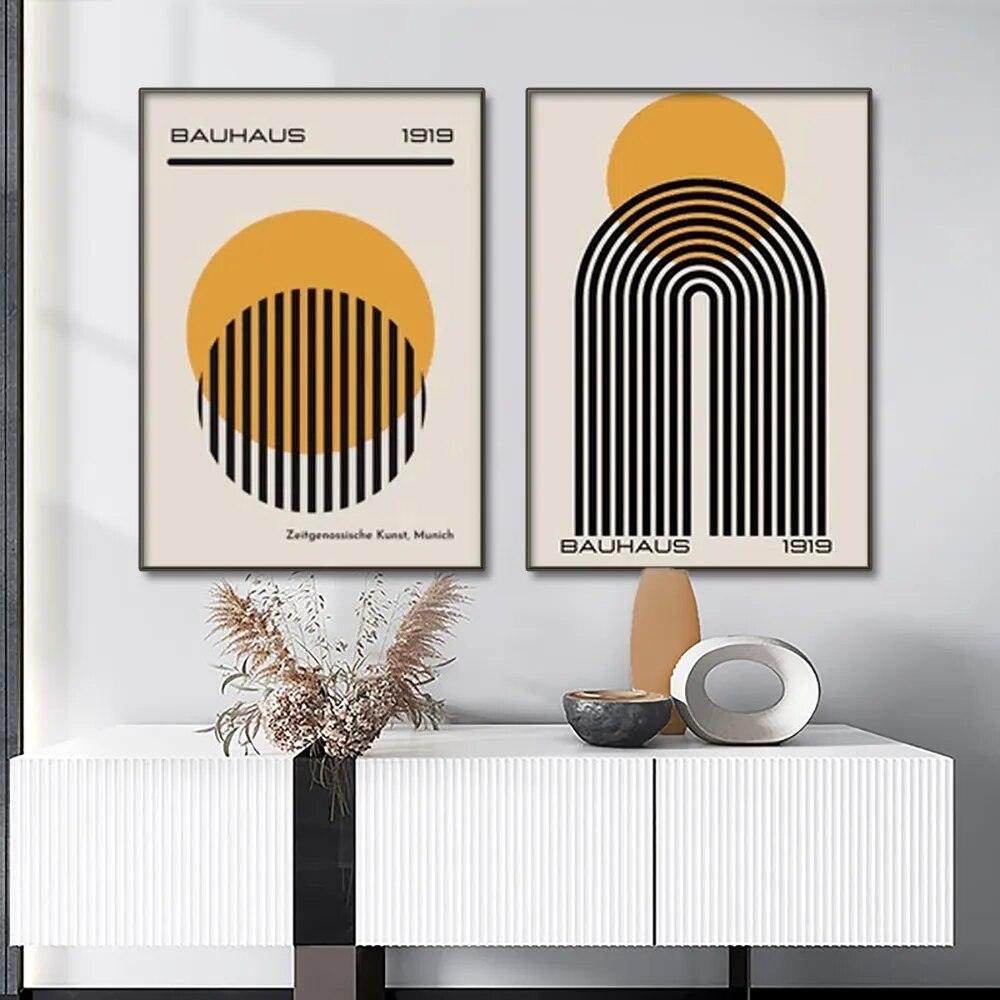 Mid Century Modern Bauhaus Abstract Geometric Posters Wall Art Canvas