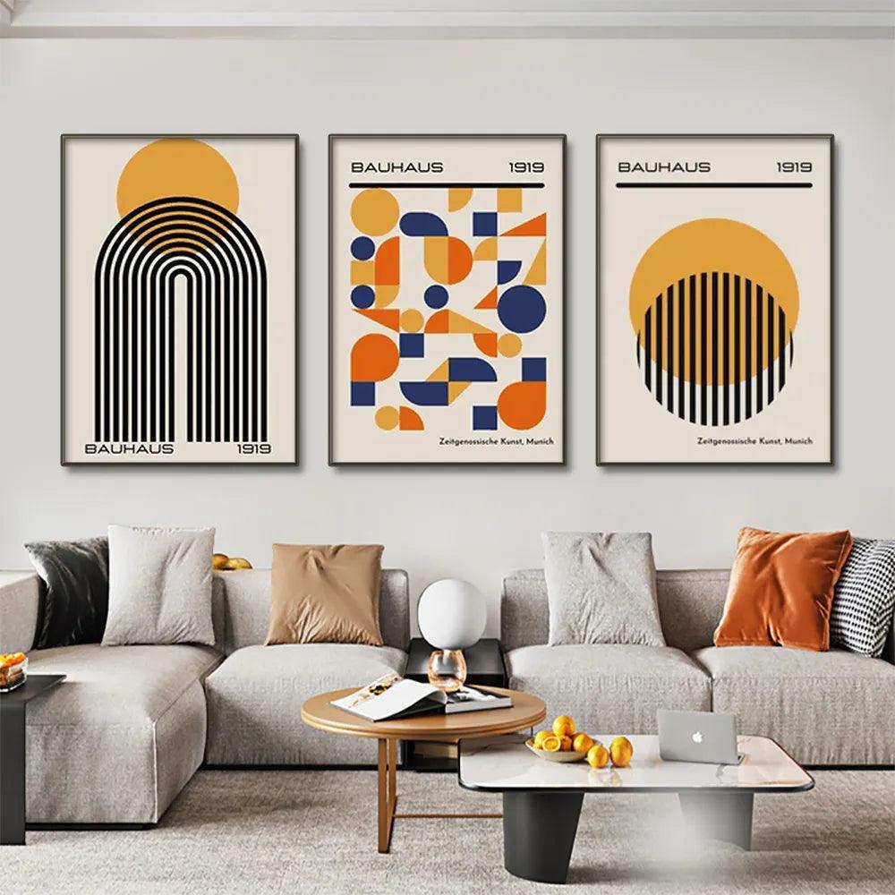 Mid Century Modern Bauhaus Abstract Geometric Posters Wall Art Canvas