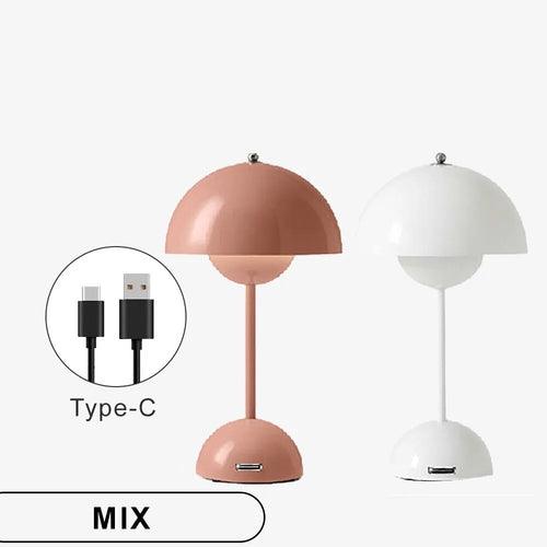 Mushroom Flower Bud Rechargeable LED Table Lamps Desk Night For