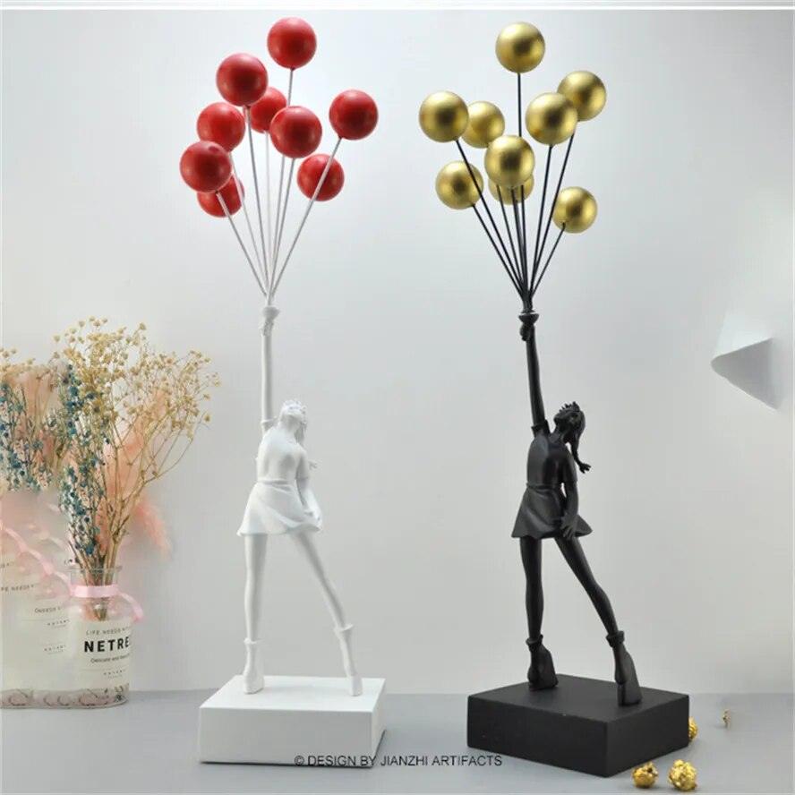 New Banksy Balloon Girl Resin Sculptures Figurines Flying Balloon Girl