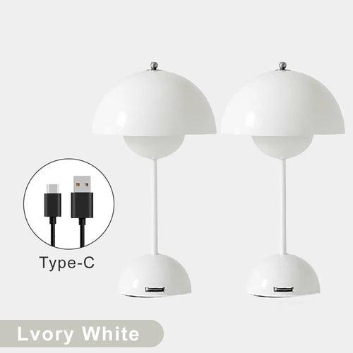 Mushroom Flower Bud Rechargeable LED Table Lamps Desk Night For