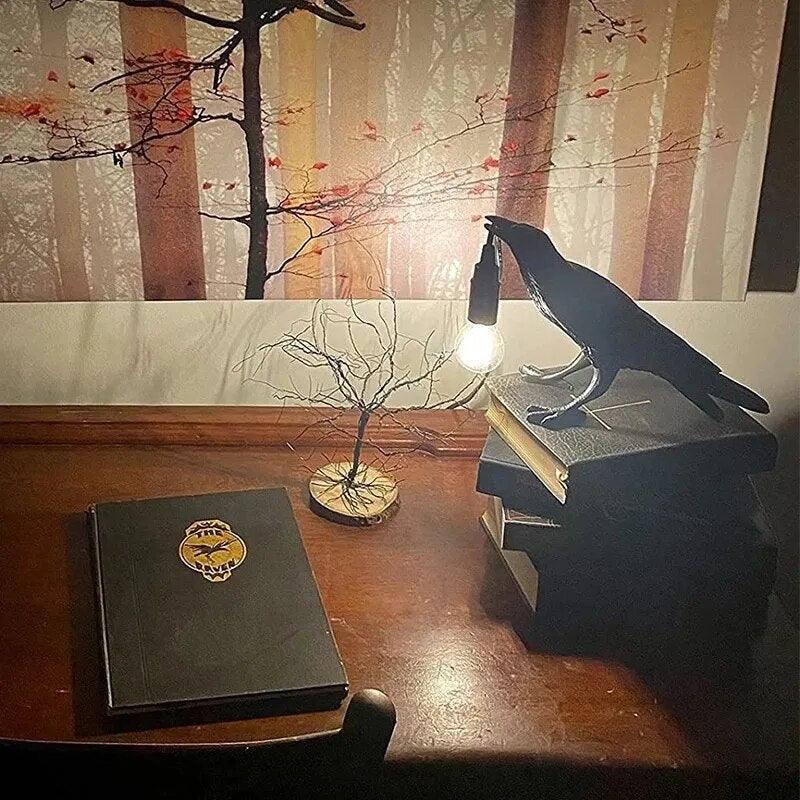 Resin Lucky Bird Crow Wall Lamp Table Lamp Night Light Bedroom Bedside