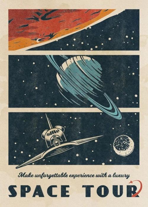 Vintage Space Retro Alien Posters Abstract Solar System Canvas