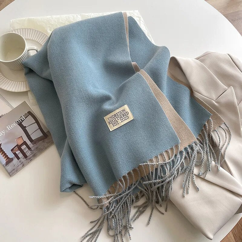 Fashion Solid Cashmere Warm Scarf New Design Pashmina Winter Double