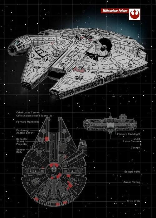 Disney Millennium Falcon Vehicle Schematics Posters and Prints Moive - MaxwellVerBeek.com