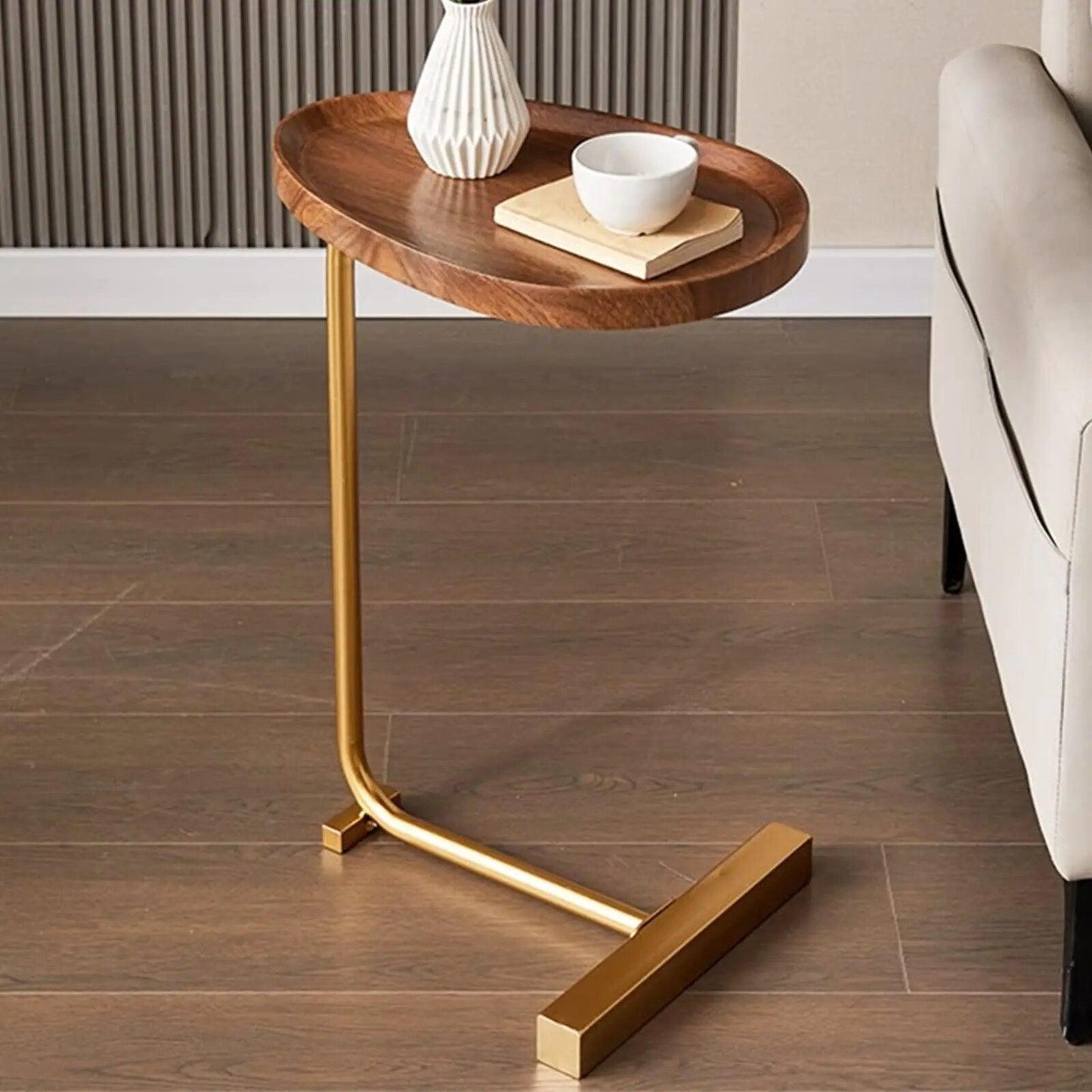 C-Shaped Sofa Side Table Multipurpose End Table with Wood MDF Top - MaxwellVerBeek.com