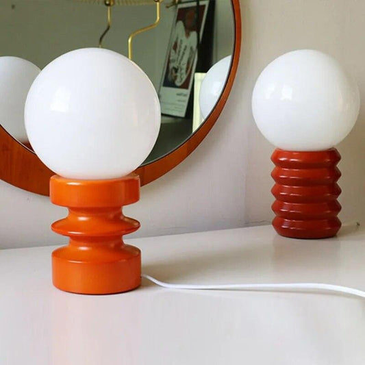 Orange Solid Wood Glass LED Table Lamp Bedroom