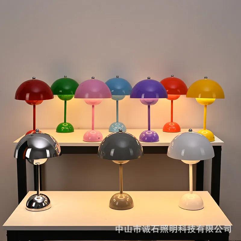 Mushroom Flower Bud Rechargeable LED Table Lamps Desk Night For