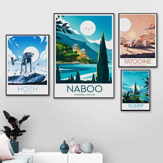 Minimalist Wars Movie Poster Tatooine Hoth Scarif Naboo Wall Art