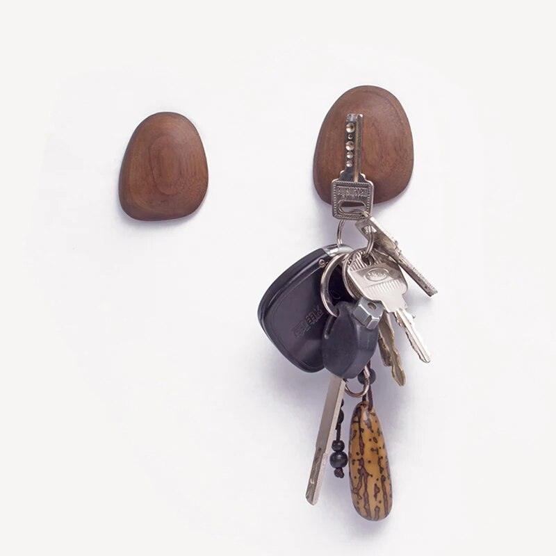 Seamless Walnut Wood Magnetic Holder for Organizing Keys and Small