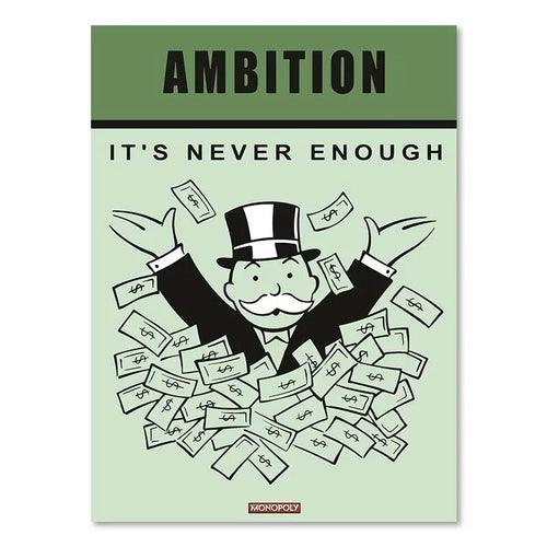 Monopoly Millionaire Dollar Money Poster Figure Motivational Quote