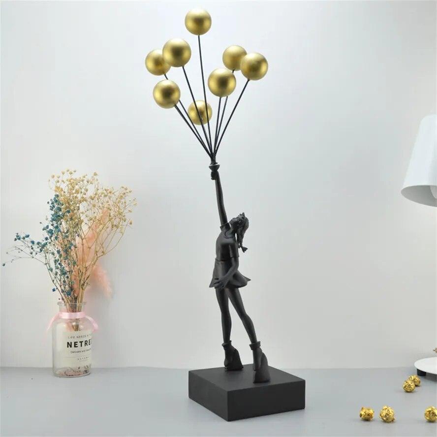 New Banksy Balloon Girl Resin Sculptures Figurines Flying Balloon Girl