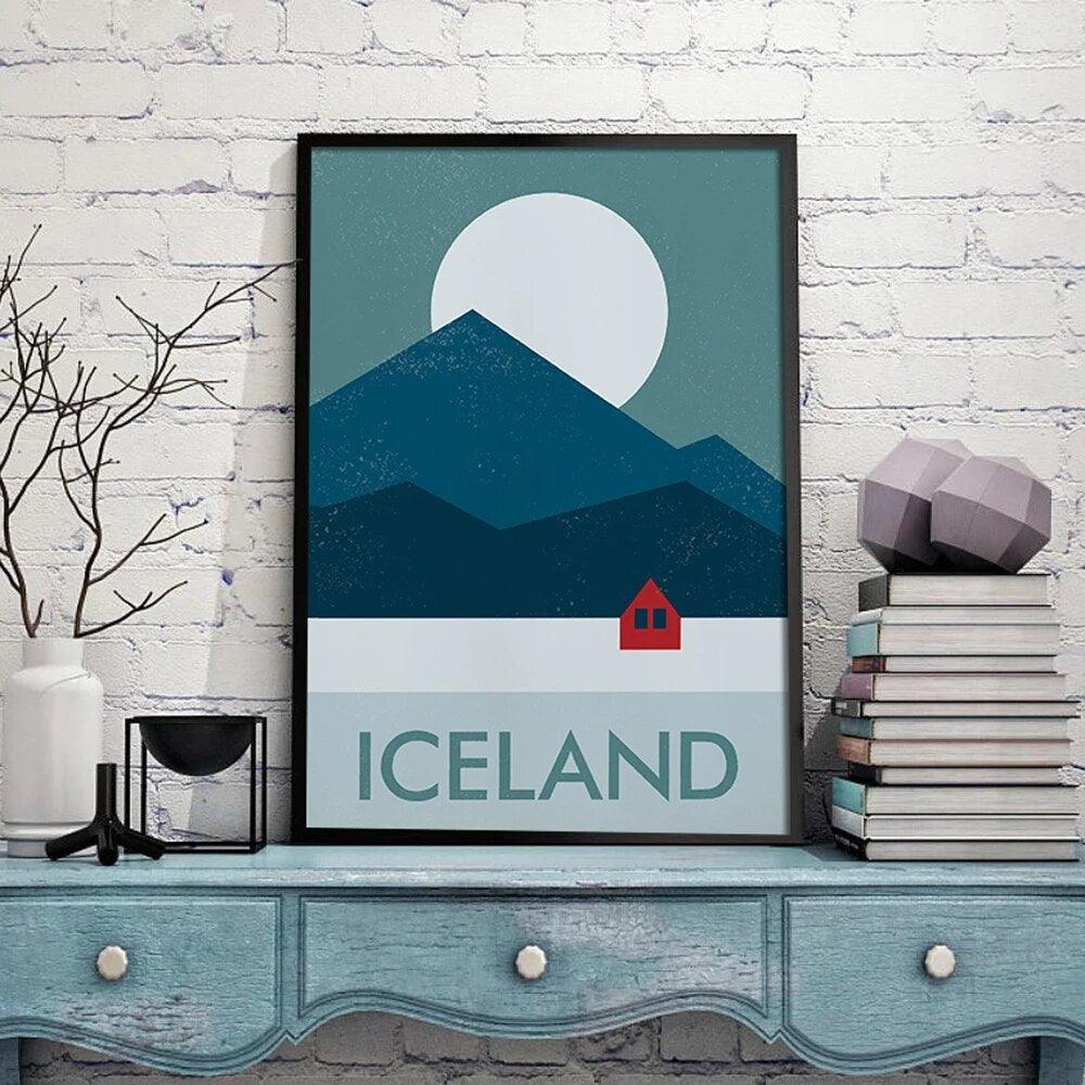 Canvas Painting Iceland Mid-Century Print Vintage Landscape Wall Art - MaxwellVerBeek.com