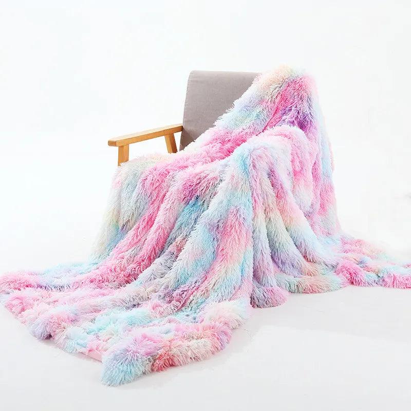 HOLAROOM Rainbow Coral Fleece Blanket Super Soft Plush Blankets