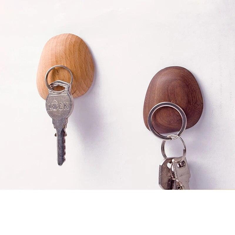 Seamless Walnut Wood Magnetic Holder for Organizing Keys and Small