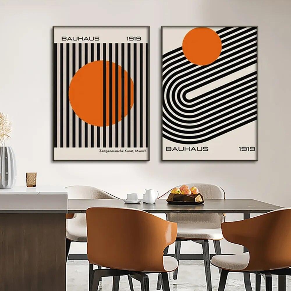 Mid Century Modern Bauhaus Abstract Geometric Posters Wall Art Canvas