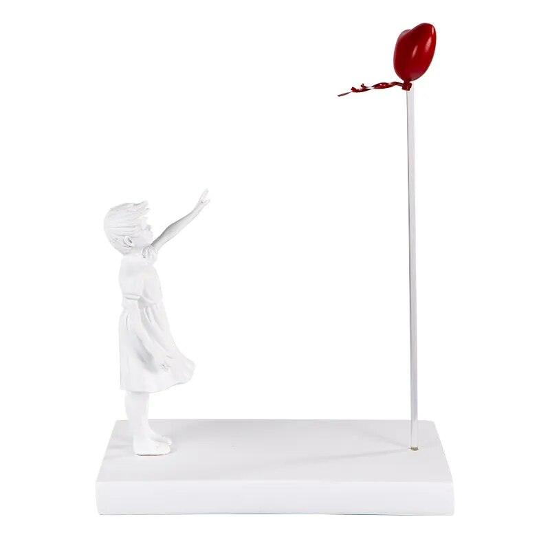 Heart Balloon Flying Girl  Inspired By Banksy Artwork Modern Sculpture