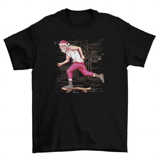 Skateboarding Santa t-shirt