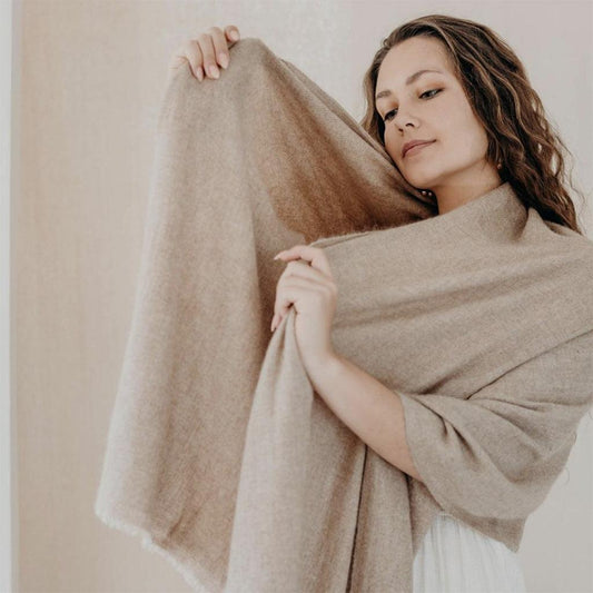 Beige Handloom Cashmere Scarf