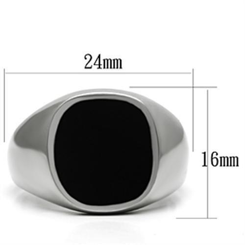 TK595 - High polished (no plating) Stainless Steel Ring with Epoxy