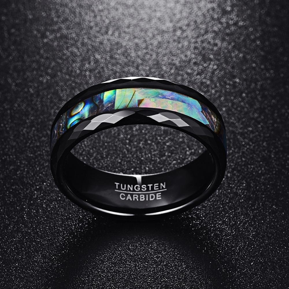 Black Polished Faceted Shell Tungsten Ring - MaxwellVerBeek.com