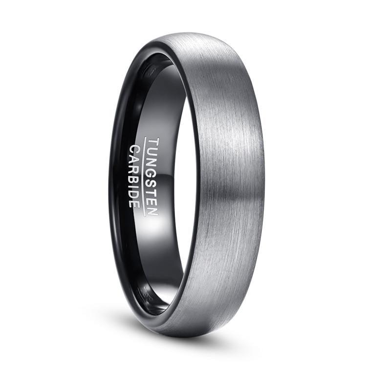 Brushed Silver and Black Tungsten Ring - MaxwellVerBeek.com