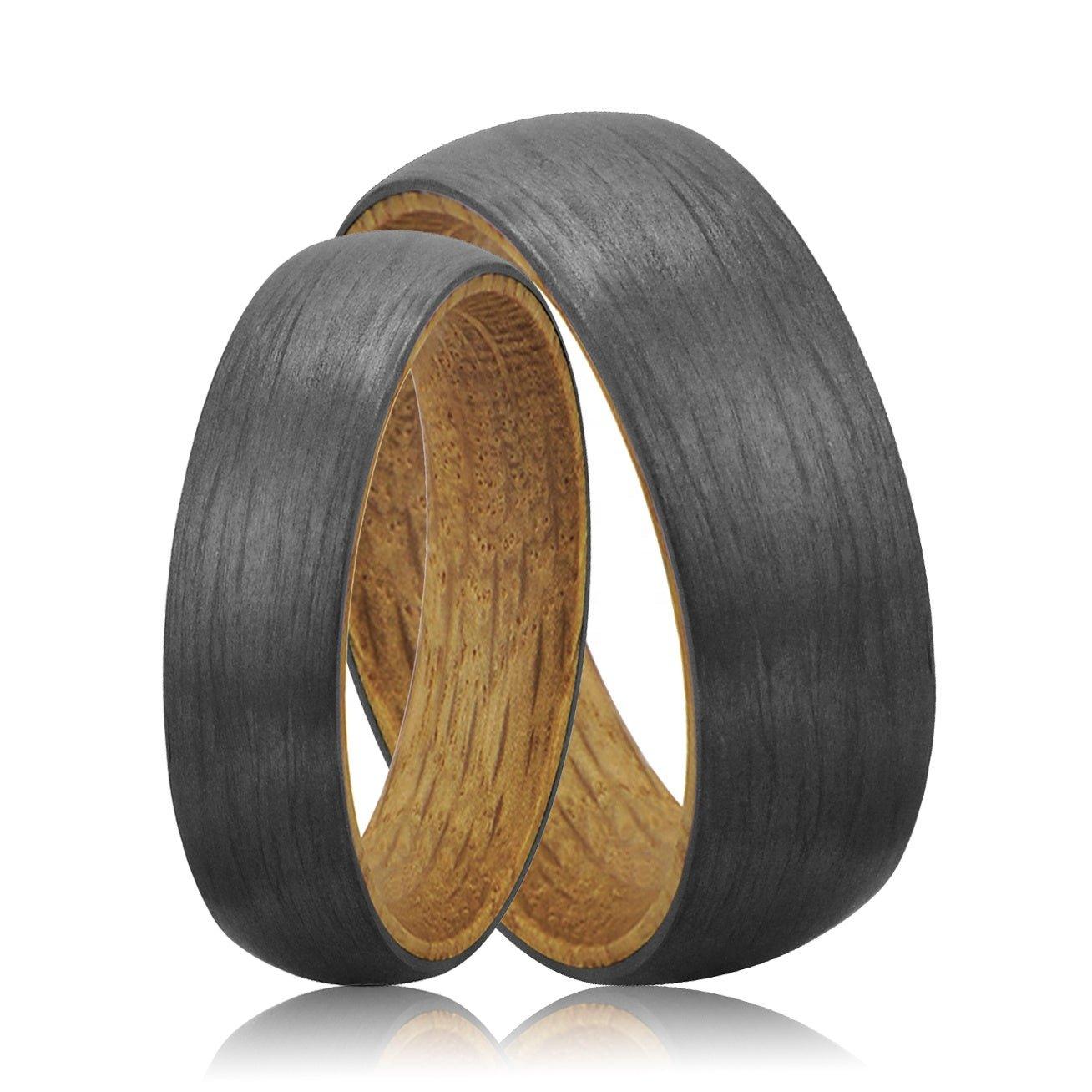 Brushed Carbon Fiber and Whiskey Barrel Ring - MaxwellVerBeek.com