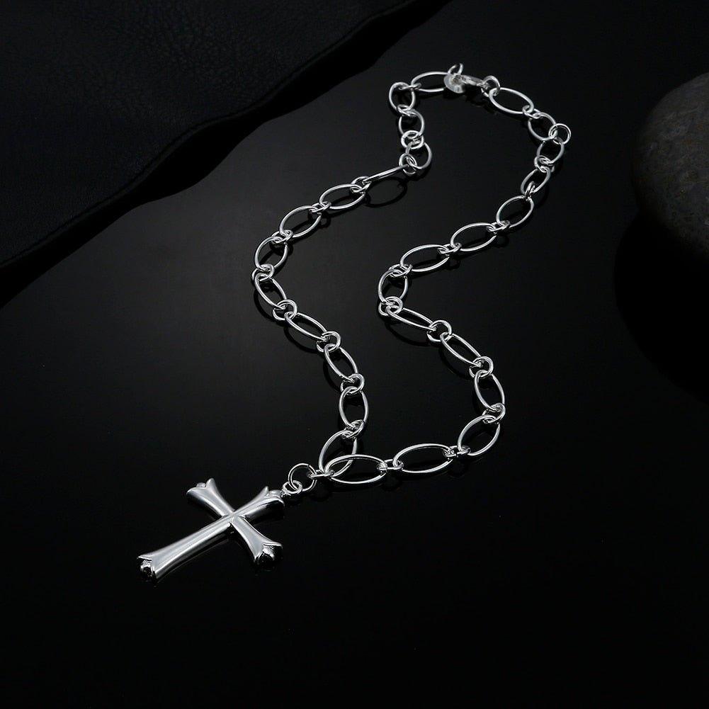 925 Stamped Silver Cross Necklace - MaxwellVerBeek.com