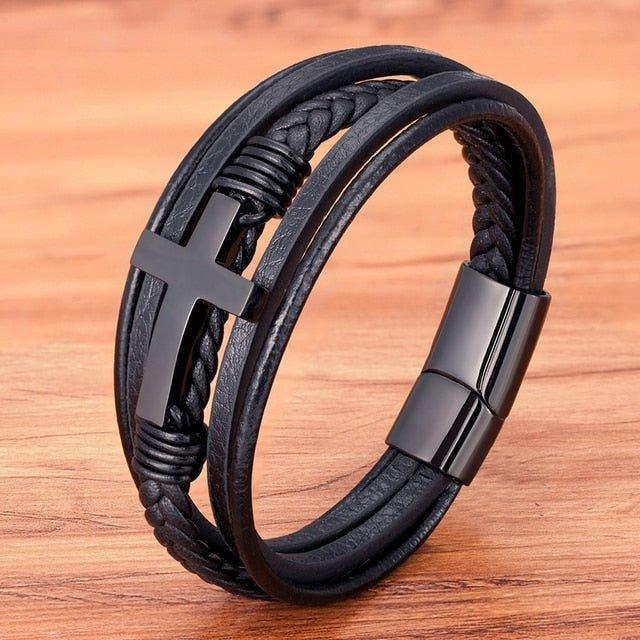 Clasp Stitching Men's Leather Bracelet - MaxwellVerBeek.com