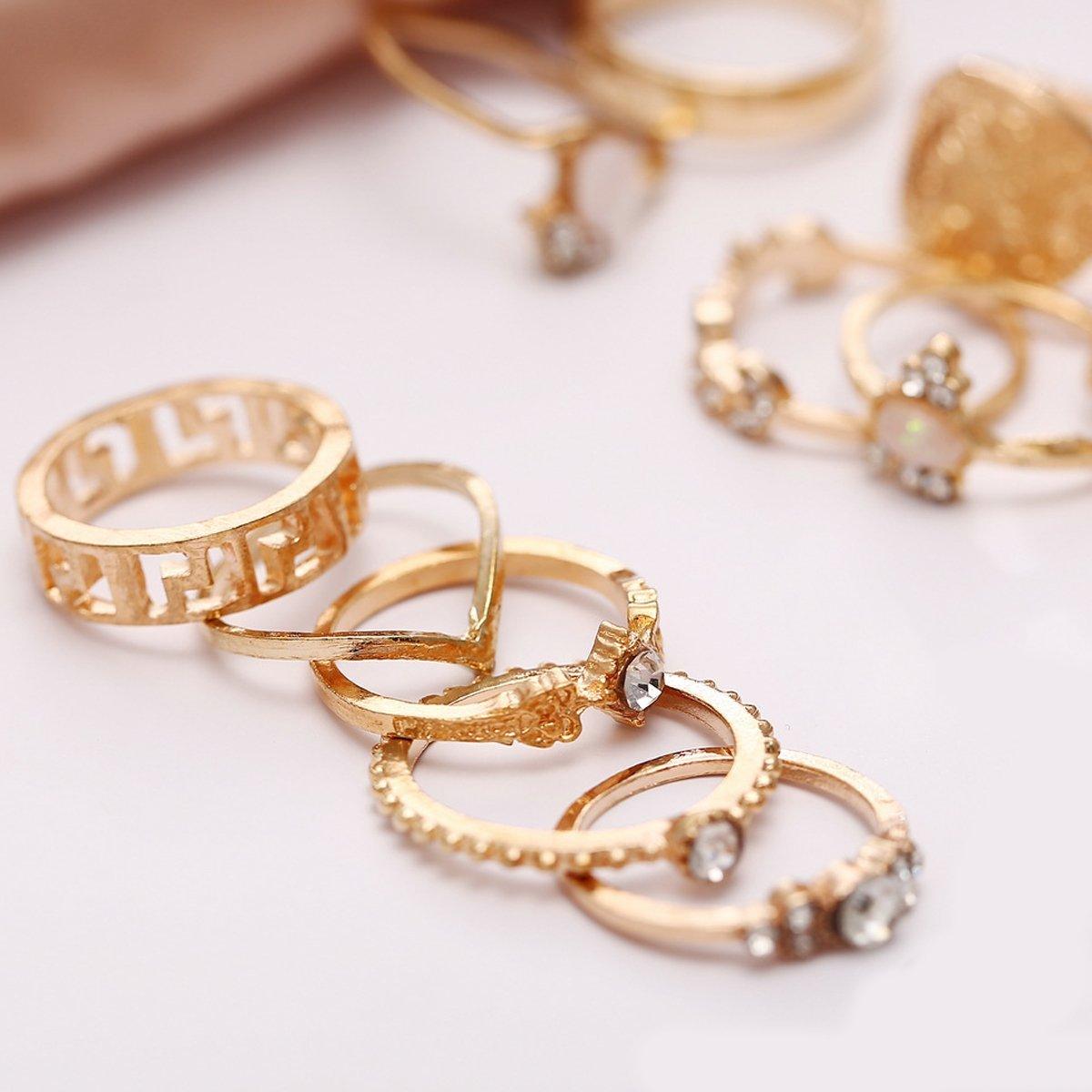 15 Piece Assorted Ring Set With Austrian Crystals 18K Gold Plated Ring in 18K Gold Plated ITALY Design