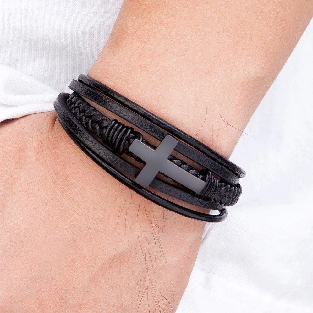 Clasp Stitching Men's Leather Bracelet - MaxwellVerBeek.com