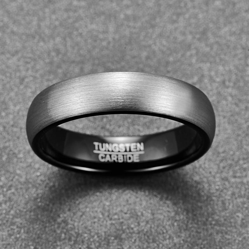 Brushed Silver and Black Tungsten Ring - MaxwellVerBeek.com