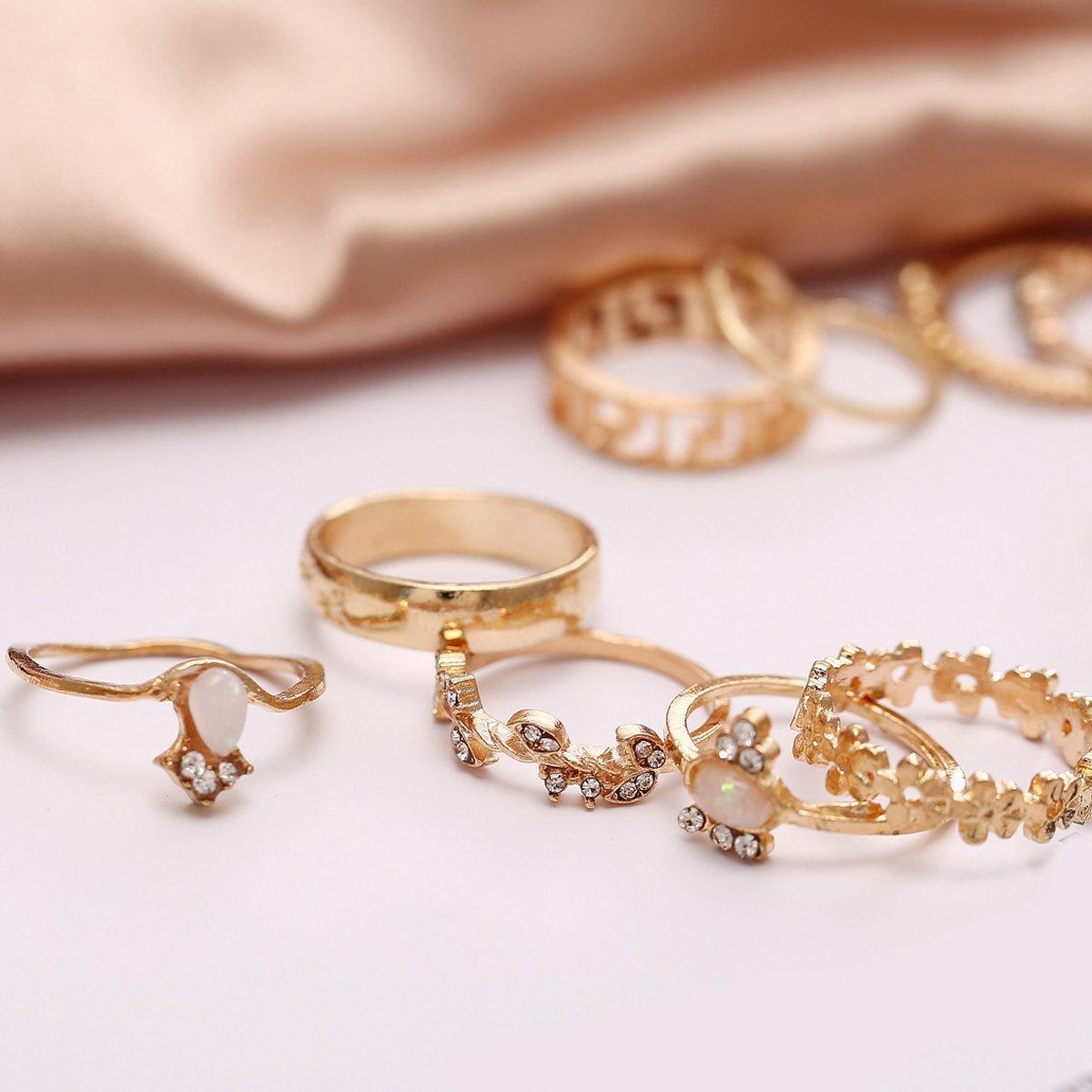 15 Piece Assorted Ring Set With Austrian Crystals 18K Gold Plated Ring in 18K Gold Plated ITALY Design