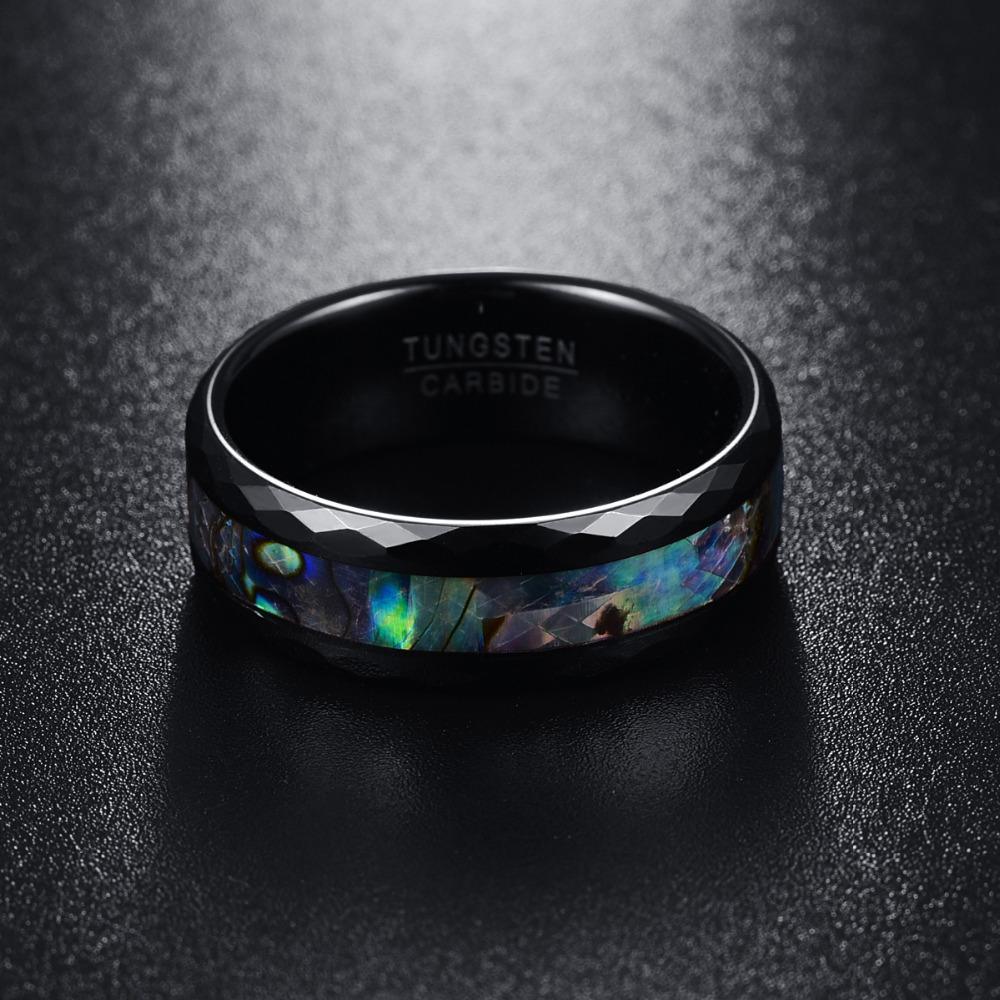 Black Polished Faceted Shell Tungsten Ring - MaxwellVerBeek.com