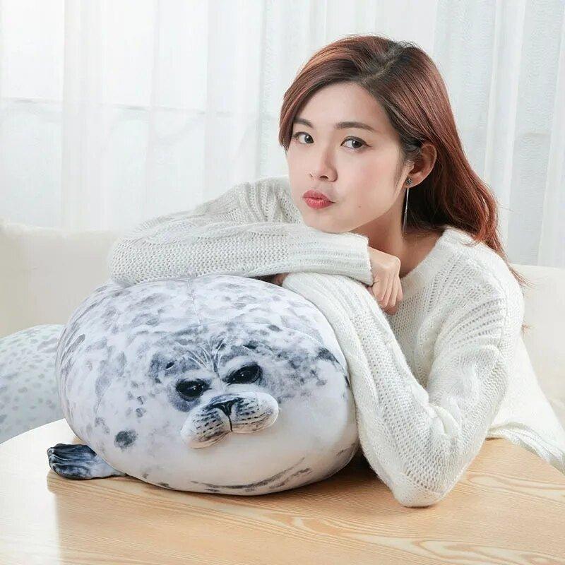 Angry Blob Seal Pillow Chubby 3D Novelty Sea Lion Doll Plush Stuffed - MaxwellVerBeek.com