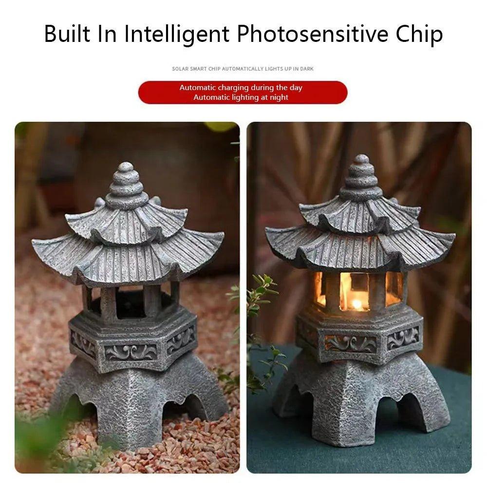 Decoration Zen Ornaments Solar Powered Tower Garden Statue Palace - MaxwellVerBeek.com