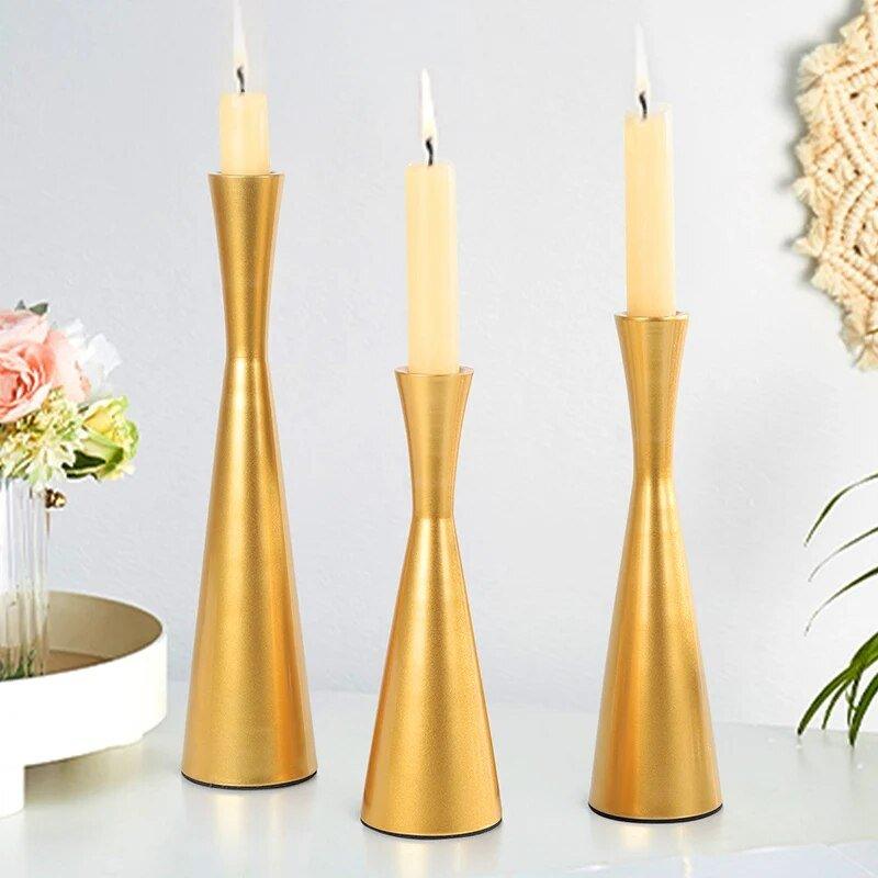 3Pcs/Set European Modern Candlestick Small Waist Candlestick Metal - MaxwellVerBeek.com