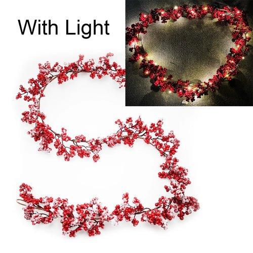 5.9ft/180cm Red Berry Christmas Garland Optional lighting Gold Silver - MaxwellVerBeek.com