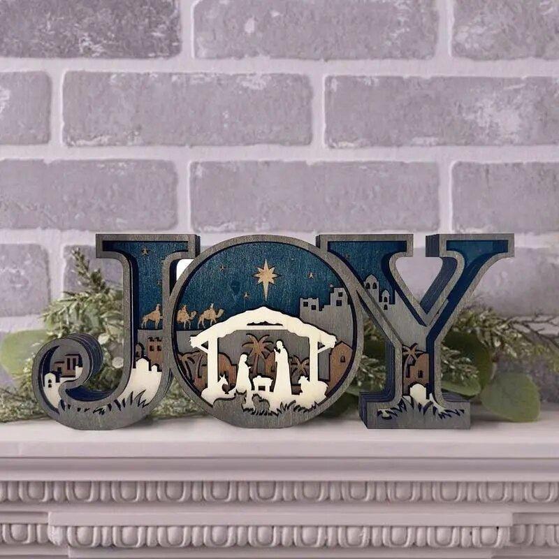 Christmas Nativity Ornaments Home Decor Wooden Nativity Scene Letter - MaxwellVerBeek.com