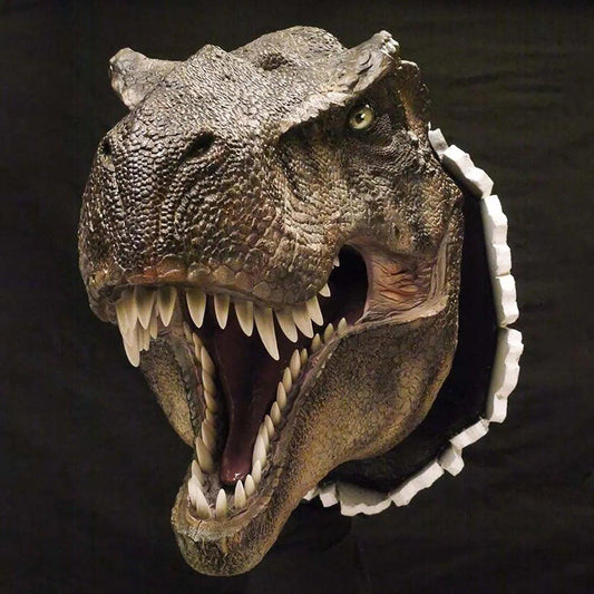 Dinosaur Wall Mounted Sculpture 3D Wall Bursting Hanging Dinosaur Head - MaxwellVerBeek.com