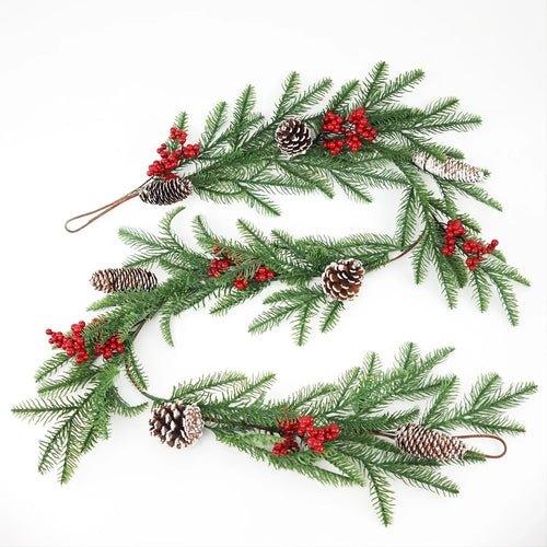 5.9ft/180cm Red Berry Christmas Garland Optional lighting Gold Silver - MaxwellVerBeek.com