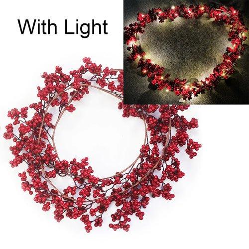 5.9ft/180cm Red Berry Christmas Garland Optional lighting Gold Silver - MaxwellVerBeek.com