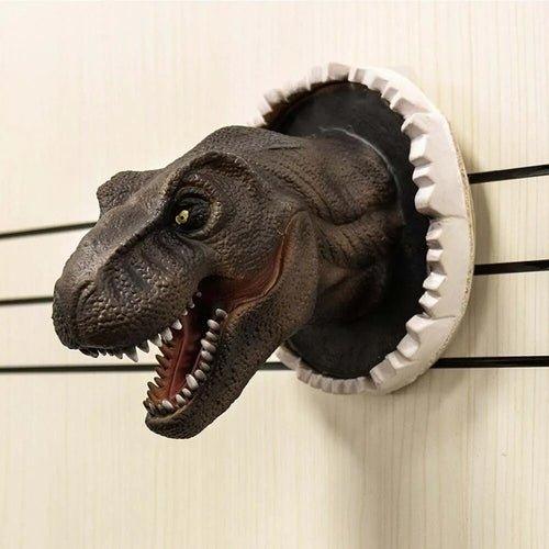 Dinosaur Wall Mounted Sculpture 3D Wall Bursting Hanging Dinosaur Head - MaxwellVerBeek.com