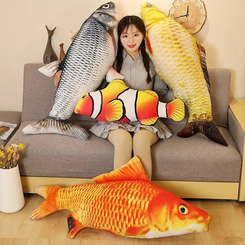 3D Simulation Gold Fish Plush Toys Stuffed Soft Animal - MaxwellVerBeek.com