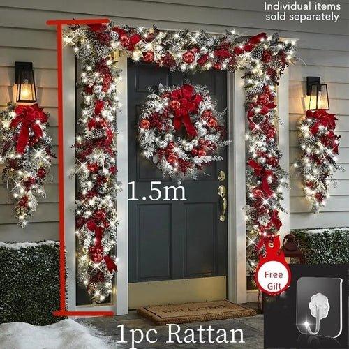 Christmas Wreath Rattan Set Wreaths For Doors New year Decorations - MaxwellVerBeek.com