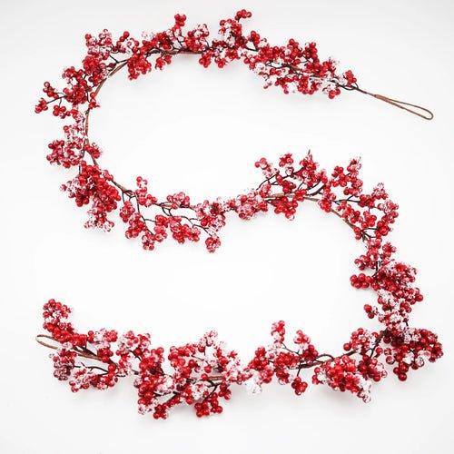 5.9ft/180cm Red Berry Christmas Garland Optional lighting Gold Silver - MaxwellVerBeek.com