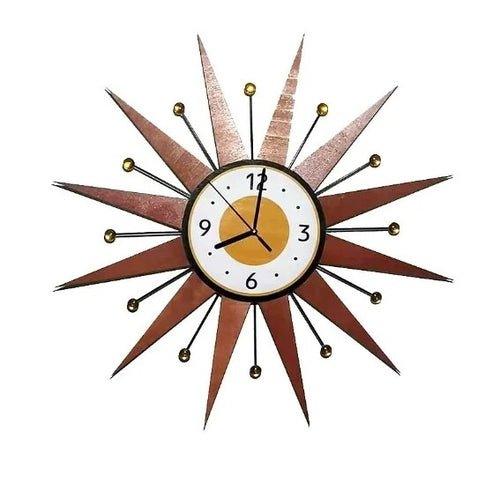 18 Inch Clock Wall Clock Medieval Style Starburst Sunburst Silent In