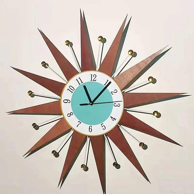 18 Inch Clock Wall Clock Medieval Style Starburst Sunburst Silent In