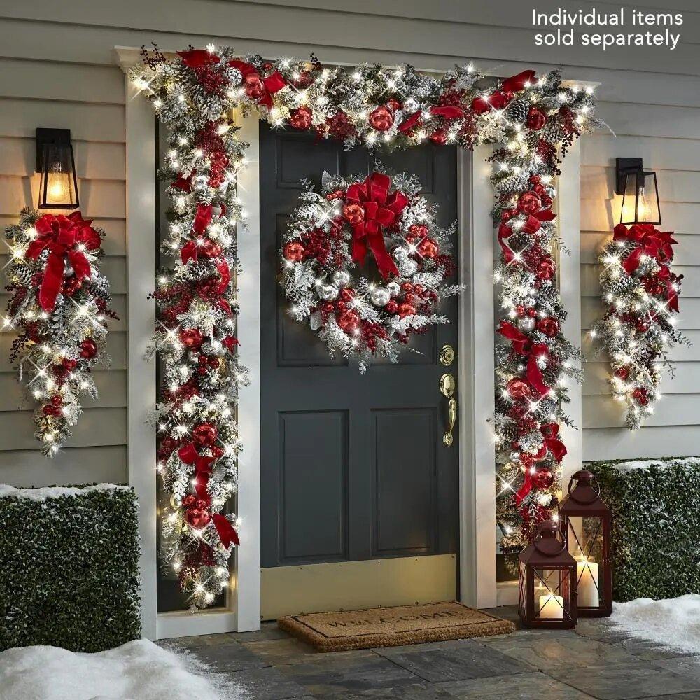 Christmas Wreath Rattan Set Wreaths For Doors New year Decorations - MaxwellVerBeek.com