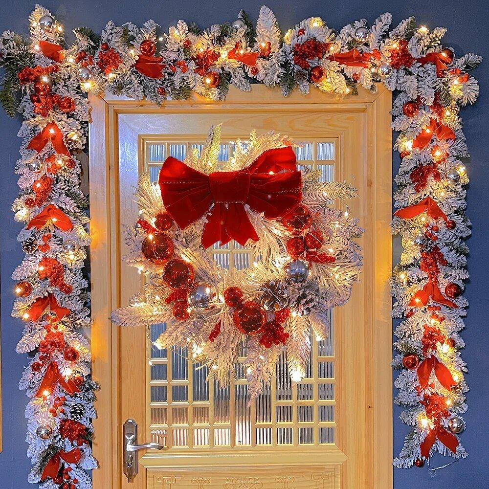 Christmas Wreath Rattan Set Wreaths For Doors New year Decorations - MaxwellVerBeek.com